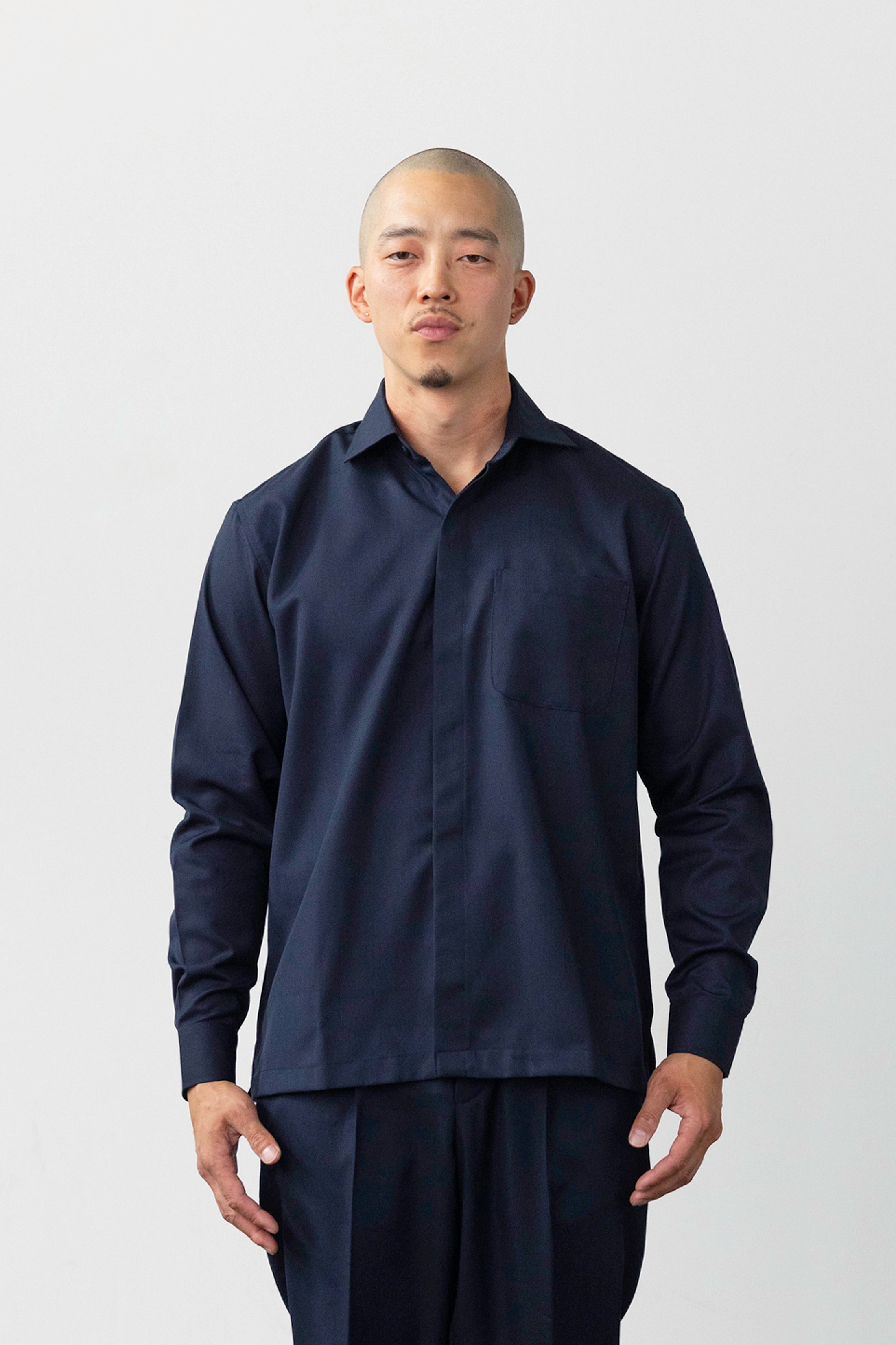 Navy Blue Long-Sleeve Shirt