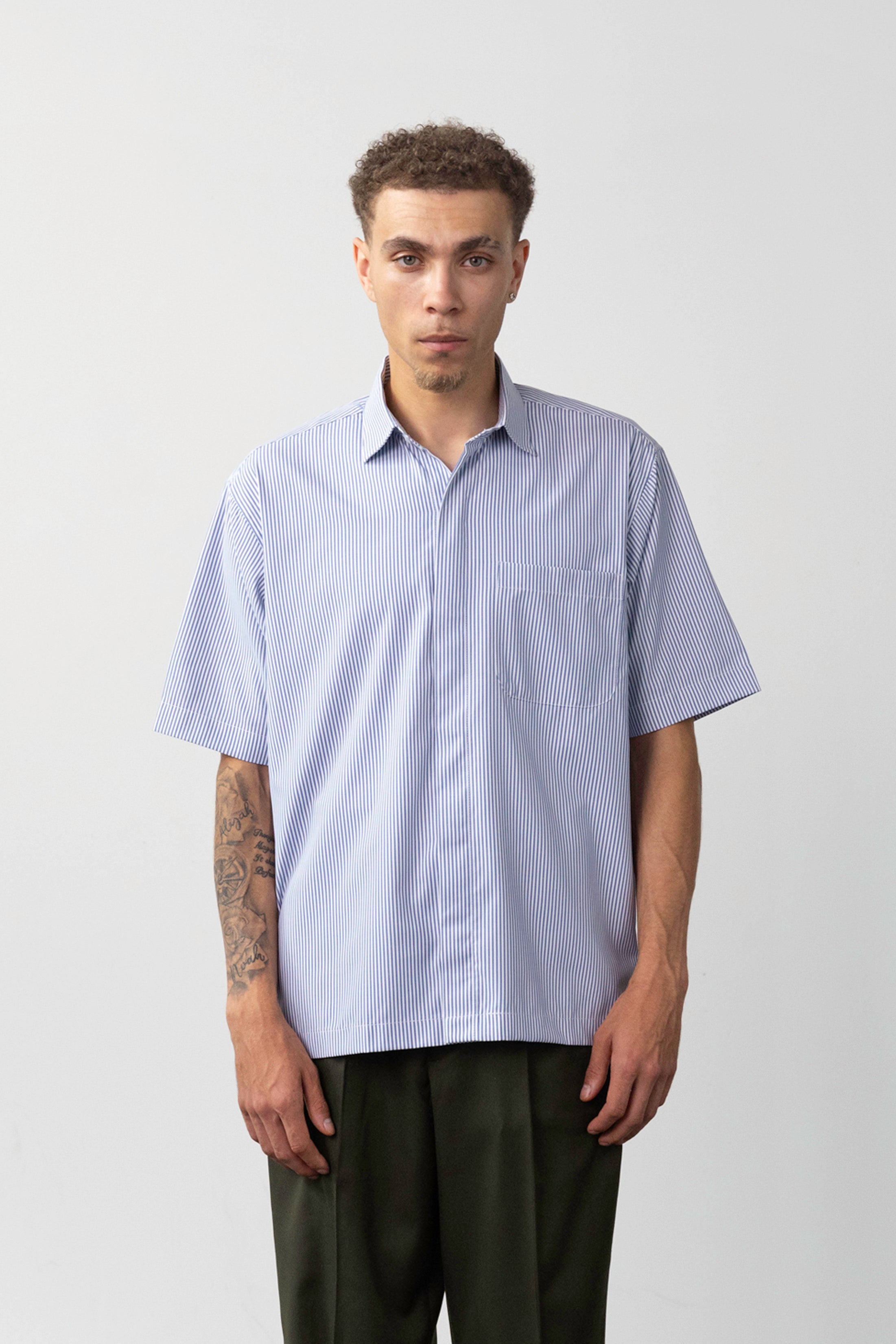 Blue Pinstripe Short-Sleeve Shirt