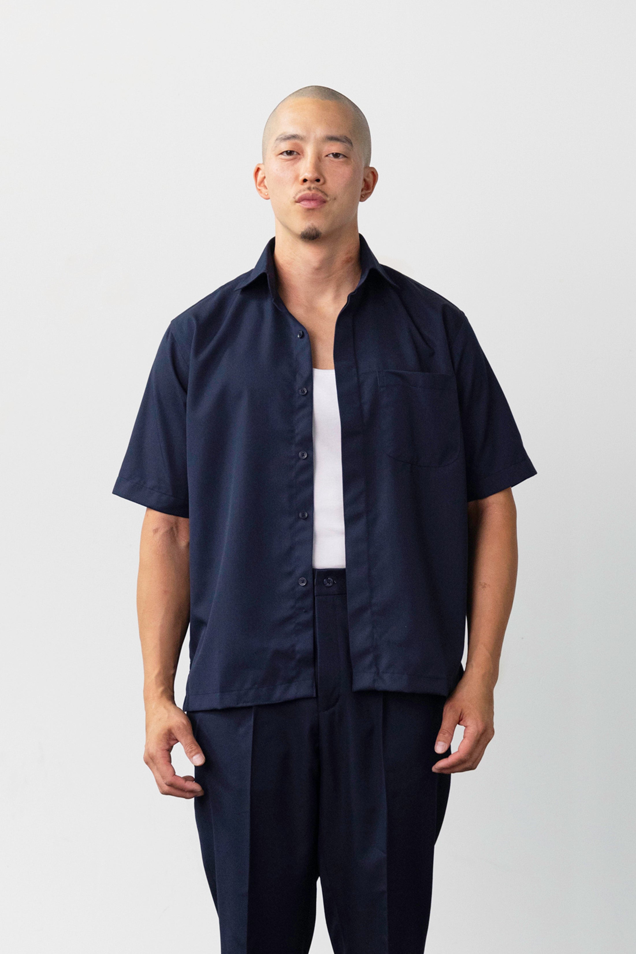 Navy Blue Short-Sleeve Shirt